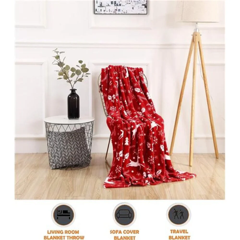 Elegant Comfort Luxury Velvet Super Soft Christmas Prints Fleece